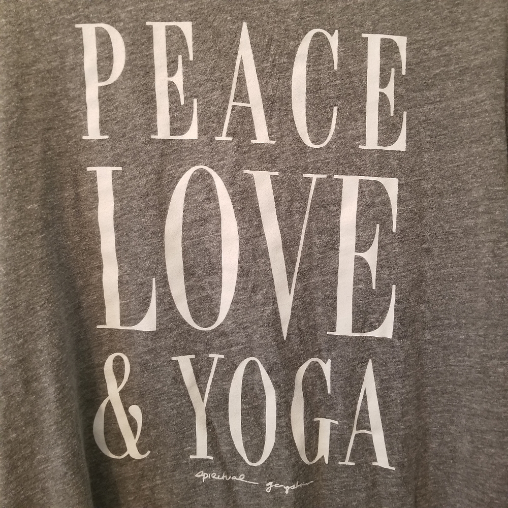 Spiritual Gangster Peace, Love & Yoga Gray Gym Tee - Picture 3 of 7